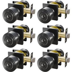 Euvovito 6 Pack Matte Black Privacy Door Knobs Interior, Sleek Reversible Black Interior Door Knobs, Heavy Duty Indoor Door Knobs for Bedroom/Bathroom