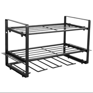 Abizarch Power Tool Organizer Drill Holder Wall Mounted Garage Tool Organizer and Storage Metal Drill Storage Rack 3-Tier Power Tool Organizer Heavy Duty Utility Storage Rack for Drill(20inch,Black)