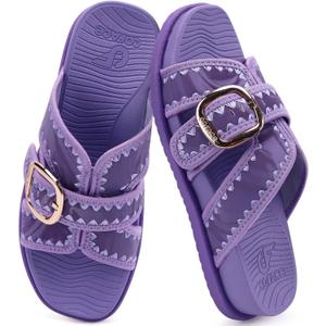 COFACE Women's Flat Sandals Summer Beach 2026 Trendy Dressy Walking Sandals with Arch Support Outdoor Slides for Women Plantar Fasciitis Relif Slides
