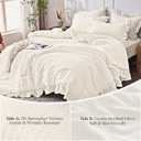 JOLLYVOGUE Ivory Twin Size Comforter Set, 2 Pieces Seersucker Lightweight Fluffy Bedding Set, Twin Ruffle Comforter, All Season Soft Microfiber Shabby Chic Bed Set