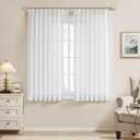 WEST LAKE 63 Inches Short White Pinch Pleat Sheer Curtains,Farmhouse Linen Textured Drapes,Rustic Window Treatment Sets for Bedroom Living Room,40" Wx63 L,2 Panels
