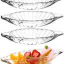WHJY 4 Pack Banana Split Bowls Ice Cream Sundae Bowls Banana Split Boats 250ml/8oz Ice Cream Dishes Glass Banana Split Dish for Fruits Salad Dessert-Radial Line Pattern