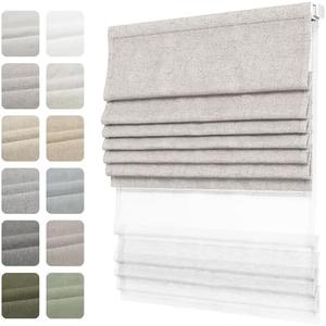 SLKWDOBD No Drill Day Night Roman Shades for Window, Cordless No Tool Blackout and Light Filtering 2 in 1 Double Fabric Roman Blind with Thermal Insulated for Home and Office, No Drill Day Night Type