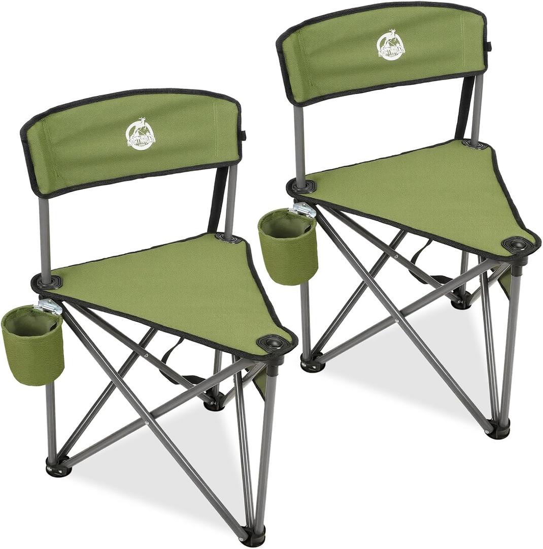 Northroad 2 Pack Tripod Camping Chairs, Portable 3 Legged Folding Tripod Stool Seat with Backrest, Small Compact Lightweight Tripod Chair for Adults Fishing Hunting, 18.1" x 18.1" x 18.1"