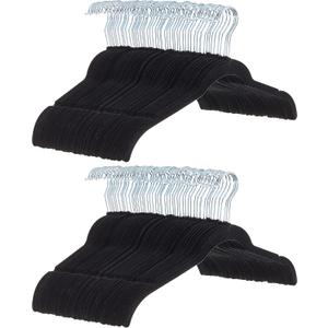 Amazon Basics Space Saving Slim Velvet Non-Slip Clothes Hangers for Closet Organization, Black, 100-Pack