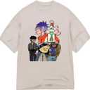 Gorillaz Unisex-Adult Gorillaz Cig Inky Octopus Spray Back T-Shirt (Medium, Cream)