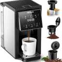 AIRMSEN Grind & Brew Coffee Maker with Grinder - Single Serve Machine Compatible with K-Cup Pods & Ground, 1000W Fast 6-14oz Brewer, Descaling Alert, Touchscreen & 50oz Removable Tank (Largre)