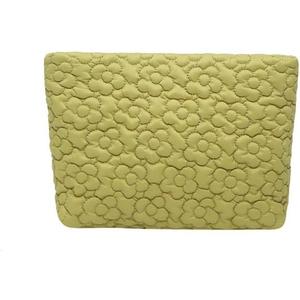 Puffy Quilted Makeup Bag for Women, Cosmetic Bag, Travel Toiletry Organizer Pouch Clutch (Green Flowers)