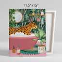 NISTOMISU Leopard in Bathtub Bathroom Canvas Prints Wall Decor Tropical Botanical Leopard Canvas Art Sign Canvas Poster Gifts for Home Toilet Bathroom Restroom Decor 11.5"x15"