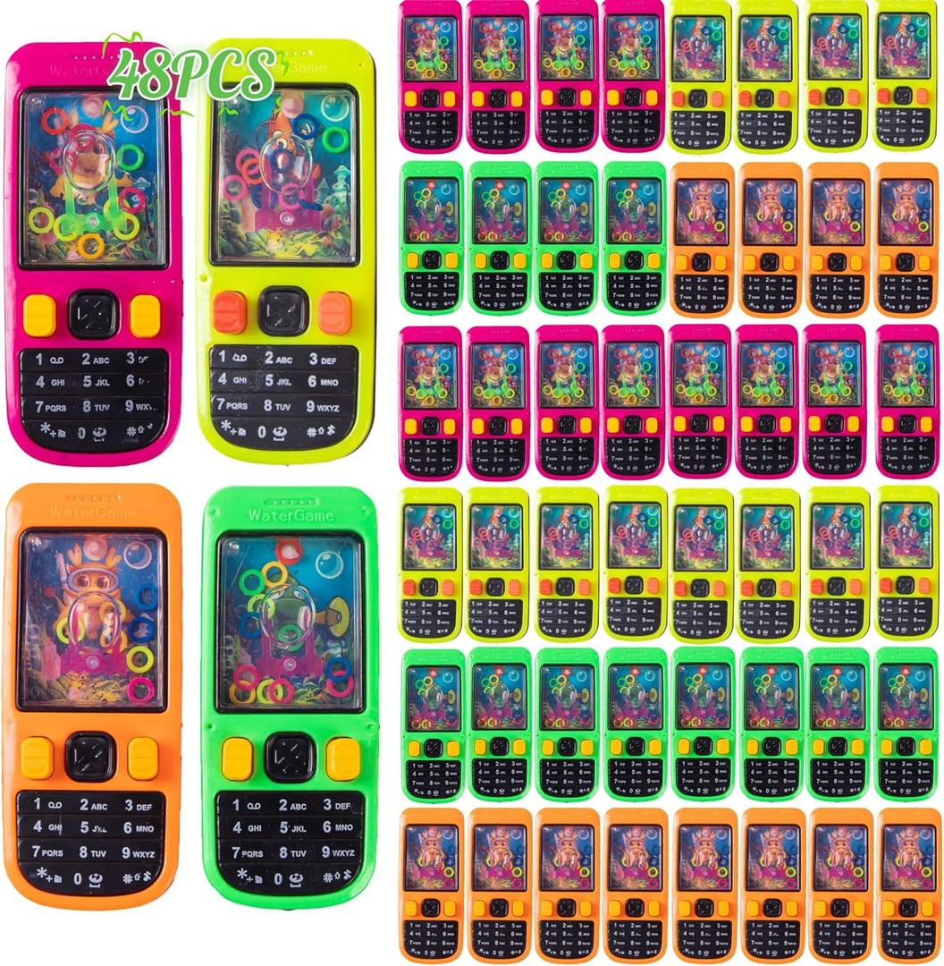 48 Pack Handheld Water Ring Toss Games for Kids Party Favors, Goodie Bags Stuffers, Birthday Return Gifts, Classroom Treasure Box Prizes Bulk, Halloween/Christmas Pinata Filler Toys