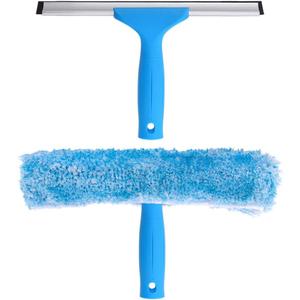 MR.SIGA Professional Window Cleaning Combo - Squeegee & Microfiber Window Scrubber, 10" (Blue)