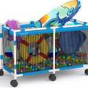 Pool Storage Bin - 235 Gallon 69" L Extra Large Pool Float Storage Organizer with Heavy Duty Tear & Sunlight Resistant Nylon Mesh, 360 Rolling Pool cart for Noodles, Toys, Floats, Balls