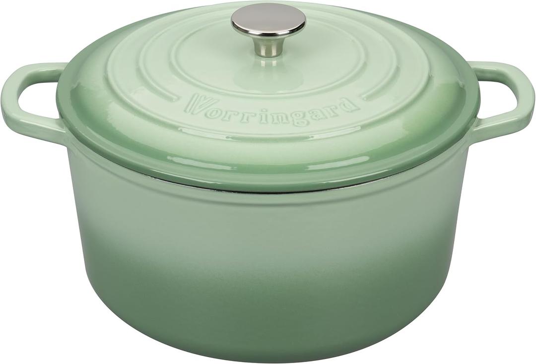 VORRINGARD Enameled Cast Iron Dutch Oven Pot with Lid, for Sourdough Bread Baking, Round Dutch Ovens, 4.5 Quart, Green