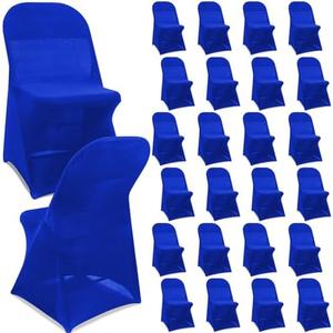 Newwiee Spandex Stretch Folding Chair Covers Bulk Fitted Universal Chair Protector Pack Removable Washable for Wedding Party Dining Banquet Event (Blue, Pack of 30)