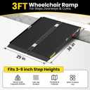 3FT Portable Wheelchair Ramp with Quick-Lock, Black Seamless Non-Slip Aluminum Folding Handicap Ramp,Threshold Ramp for Doorways, Wheel Chair Ramp for Home Steps, Loading Dock Plates