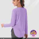 MAGCOMSEN Women's Sun Shirts UPF 80+ Long Sleeve Quick Dry Workout Tops | Moisture-wicking, Sun Protection, UV Protection, High Side Splits, Soft, Lightweight, Athletic, Running, Hiking, Yoga, Golf (Purple, L)