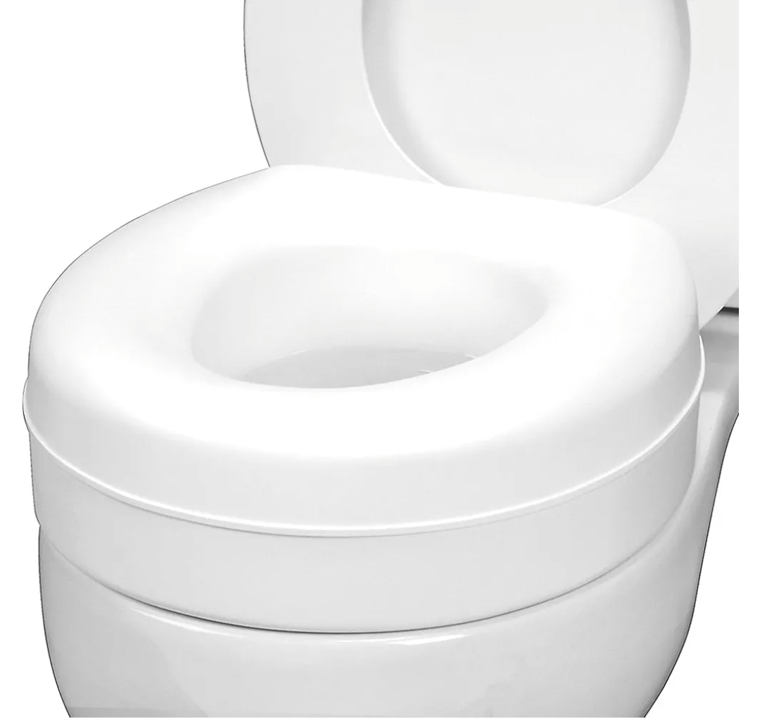 HealthSmart Enhanced Comfort 5" Raised (Round) Toilet Seat Risers for Seniors 5 Slip Resistant Pads FSA/HSA Eligible Padded Toilet Seat Elevation 15.7 x 15.2 x 6.1