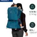 Osprey Poco SLT Lightweight Child Carrier Backpack - Slimmed-Down Hiking Carrier for Toddlers with Safety Harness, Sunshade, and Ventilated Backpanel - Lightweight Travel-Friendly Option