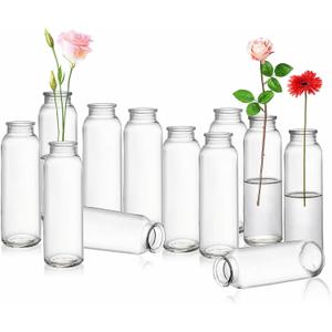 Lyellfe Set of 12 Glass Bud Vase, Clear Vases for Flowers, Small Vintage Floral Vase in Bulk for Centerpieces, Office, Dinning Table, Wedding Reception