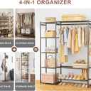 Neprock Wardrobe Closet, Portable Clothing Rack for Hanging Clothes, Free Standing Closet Organizers and Storage System with 4 Tiers Shelves for Cloakroom Bedroom, Black