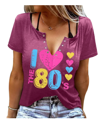 80s Outfit for Women I Love The 80's Shirts Fashion 80s Themed Clothing for Birthday Party Gift Purple, Small