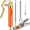 THINKWORK Mini Grease Gun Kit for 3 Oz Tubes, 3000 PSI Pistol Grip Lube Grease Guns Tool with 0.53" Coupler and Needle Nozzles - for Minor Maintenance Tasks, Automotive, Agricultural