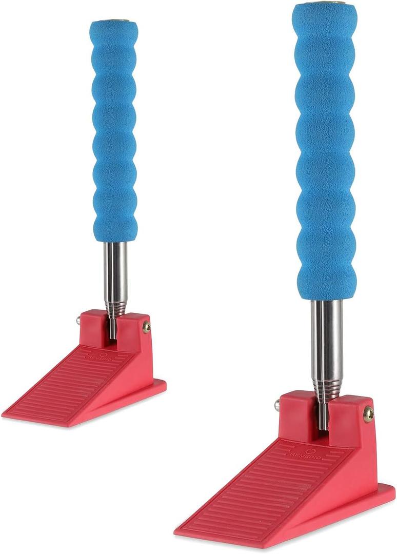Long Handle Door Stopper Wedge - Set of 2 - Heavy-Duty, Adjustable, Non-Slip Rubber Wedge, Extendable Handle for Seniors, Arthritis-Friendly, Fall Prevention, All Floors, Stops Drafts, No-Bend Design (Blue)