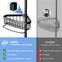 Corner Shower Caddy Tension Pole: Adjustable Rustproof 4-Tier Inside Bathroom Organizer - 47-121 inch Quick Installation Bathtub Shelves for Shampoo Storage - Rod Floor Standing Bath Rack - Black