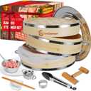 2-Tier Bamboo Steamer Basket Set 10 Inch with Reinforcement & Handle,Bamboo Steamer for Cooking,Dumpling Bun Dim Sum, Rice Potsticker Steaming Chinese Asian Food & Vegetables