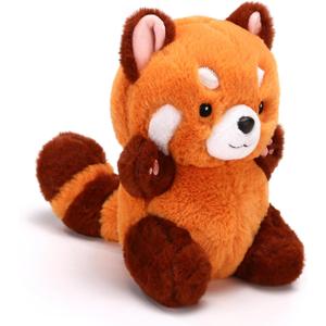 Riuhot Cute Red Panda Plush Toy - Stuffed Animal Gift for Girlfriend, Kids Birthday - 9" Red Panda plushies (Small, Panda Round Eyes)
