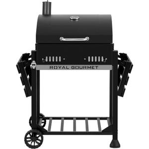 Royal Gourmet CD1824ET Movable Charcoal BBQ Grill with Foldable Side Tables, Outdoor Barbecue Grill with 470 Sq. In. Cooking Area for Outdoor Picnic and Camping Grilling, Black