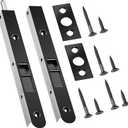 2 Pack Flush Bolt for Double Door, 7 Inch Heavy Duty Flush Latch Bolts, French Door Lock for Inactive Leaf, Double Door Opening and Composite Wood Double Dummy Door (Black Plating Color)