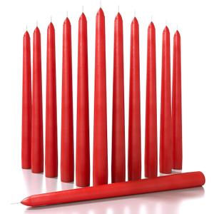 CANDWAX 12 inch Taper Candles Set of 12 - Dripless and Smokeless Candle Unscented - Slow Burning Candle Sticks - Red Candles