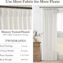 Beige White Pinch Pleated Linen 98 Inch Curtains 2 Panels Set for Living Room Bedroom Boho Farmhouse Memory Training Semi Sheer Light Filtering Window Drapes with Hooks & Rings for Dining Room 50x98