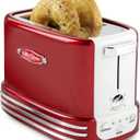 Nostalgia Retro Wide 2-Slice Toaster, Vintage Design With Crumb Tray, Cord Storage & 5 Toasting Levels, Red