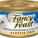 Purina Fancy Feast Classic Pate Ocean Whitefish and Tuna Feast Classic Grain Free Wet Cat Food Pate - (Pack of 24) 3 oz. Cans (EXP 04/01/28)