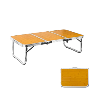 Folding Camping Table Portable Outdoor Table with Storage Bag 3 Fold Lightweight Beach Table for Picnic BBQ Garden Cooking