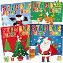 90shine 4PCS Christmas Crafts for Kids Ages 4-8 Sticker Paint Books - Includes Santa Clause Snowman Elf Gnome and More Designs Gift Party Create 40 Pictures