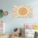 Watercolor Sun Banner Playroom Decor Banner Canvas 21 in x 33 in Hanging Flag Perfect for Kids Nursery and Playroom Wall Decor Stylish Room Decor for Boys and Girls