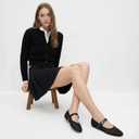 VOLEECE Mesh Ballet Flats for Women Buckle Strap Round Toe Mary Jane Flats Slip On Comfortable Casual Dress Ballerina Shoes, 9