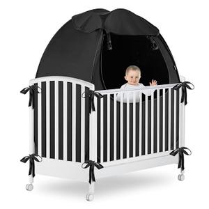 Portable Sleep Baby Blackout Crib Tent, Pack N Play Blackout Cover, Crib Tent, Sleep Pod, Travel Baby Tent, Blackout 90%+ Light Crib Cover,Pop Up Baby Blackout Canopy for Crib