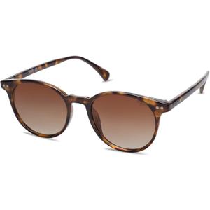 SOJOS Small Round Classic Polarized Sunglasses for Women Men Vintage Style UV400 Lens MAY SJ2113 (Tortoise/Gradient Brown)