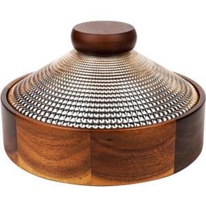 Wooden Snack Box with Glass Lid, 4-Compartment Serving Tray for Nuts, Candy, Dried Fruits, Multipurpose Storage Container for Home & Parties