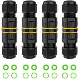 3 Pin IP68 Outdoor Waterproof Electrical Wire Connector for 5-12mm Wire Diameter, (Max 24A, 450V), 2 Way 3 Packs