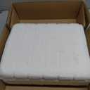 FUXA Vanity Stool Chair with Storage, White Faux Fur Makeup Chair with 4 Metal Legs and Anti-Slip Feet, Soft Padded Seat, Small Footrest Footstool Ottoman, Multifunctional Stool for Bedroom