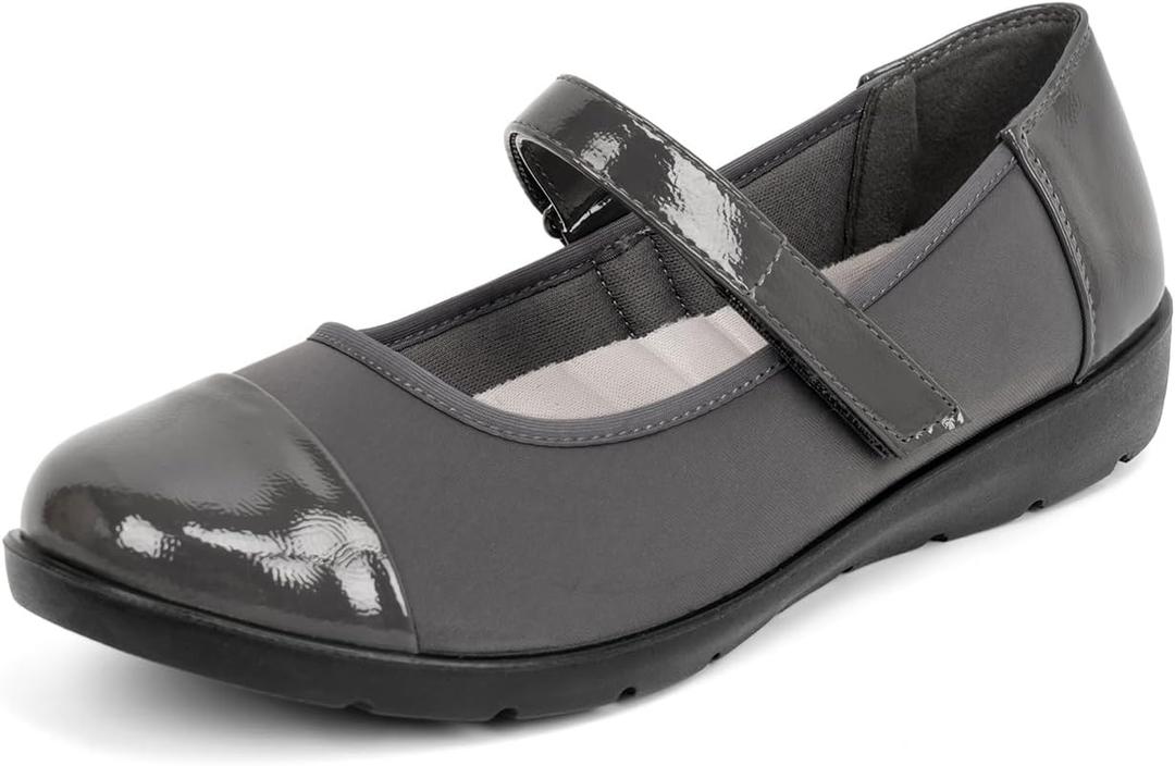 Women’s Orthopedic Mary Jane Flats Round Toe Comfortable Bunions Walking Shoes Dressy Orthotic Work Shoes with Arch Support, 9