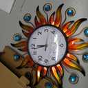 Sun Outdoor Clock with Thermometer and Hygrometer Combo, Silent No-Ticking Outdoor Wall Clock, Waterproof Quartz Clock for Patio, Living Room, Kitchen, Garden, 13 Inch