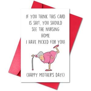 Pack of 3 LYMEQING Funny Mother’s Day Card for Mom, Hilarious Mother’s Day Gift from Daughter Son (If You Think This Card Is Shit, You Should See the Nursing Home I Have Picked for You)