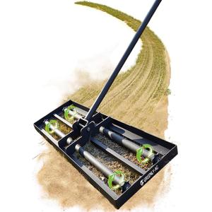 30" Heavy Duty Lawn Leveling Rake, 6.5FT Soil Leveler Tool, with 4 Spiked Wheels & Smooth Roller, Landscaping and Restoration Soil Sand Dirt Surfaces, for Garden Yard Farm Golf Course