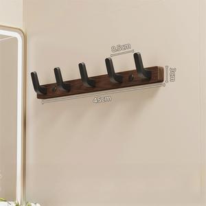Dseap Wall Mounted Coat Rack - 5 Tri Hooks, Heavy Duty, Stainless Steel, Metal Coat Hook Rail for Coat Hat Towel Purse Robes Mudroom Bathroom Entryway (Wood)